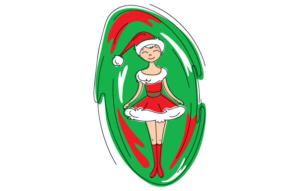 Abstract Print Art Style Mrs Claus