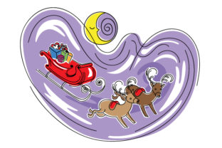 Abstract Print Art Style Sleigh for Christmas