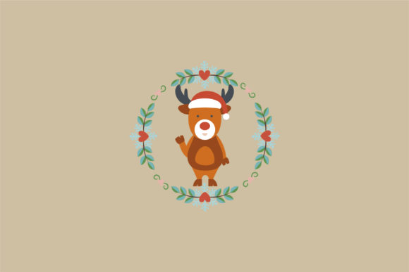 Christmas Circle Wreath with Decorations Illustrations