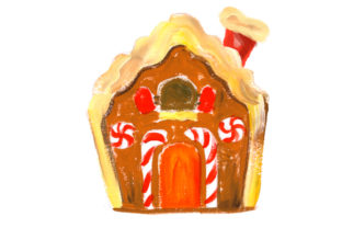 Ginger Bread House in Gouache Style for Christmas Vibes