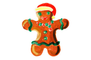 Ginger Bread Man in Gouache Style for Christmas Crafts