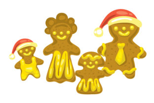 Gingerbread Family for Christmas Design