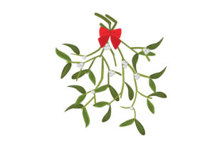 Mistletoe Sprig with Red Bow for Christmas Branding