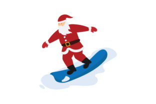 Santa Snowboarding for Christmas Vibe