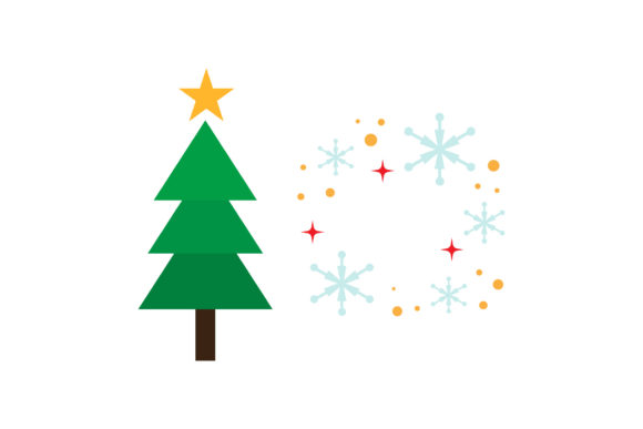 Snowfall and Tree Set Christmas Vector