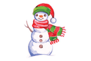 Snowman in Watercolor Style for Christmas Branding
