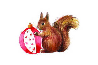 Squirrel Holding Ornament - Watercolor for Christmas