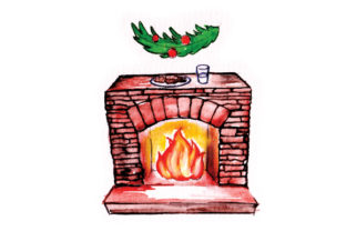 Stone Fireplace with Cookies for Santa – A Festive Graphic Design Asset