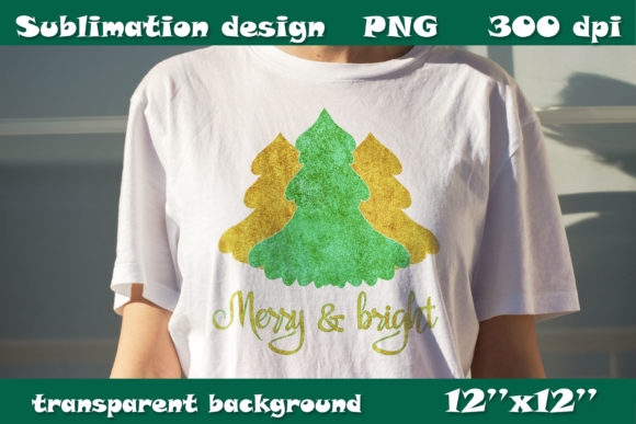 Sublimation Glitter Christmas Tree Illustrations