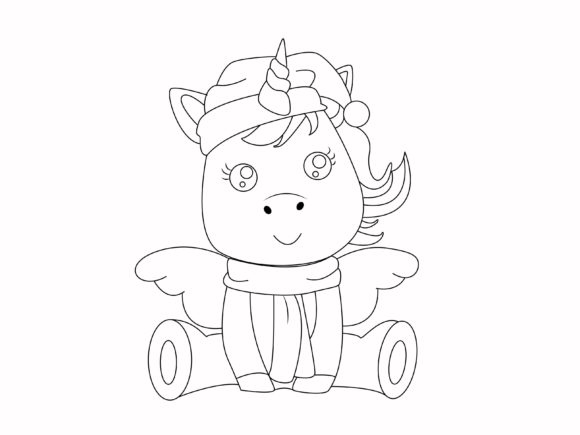 Unicorn Christmas Sit Ready to Coloring Freebies